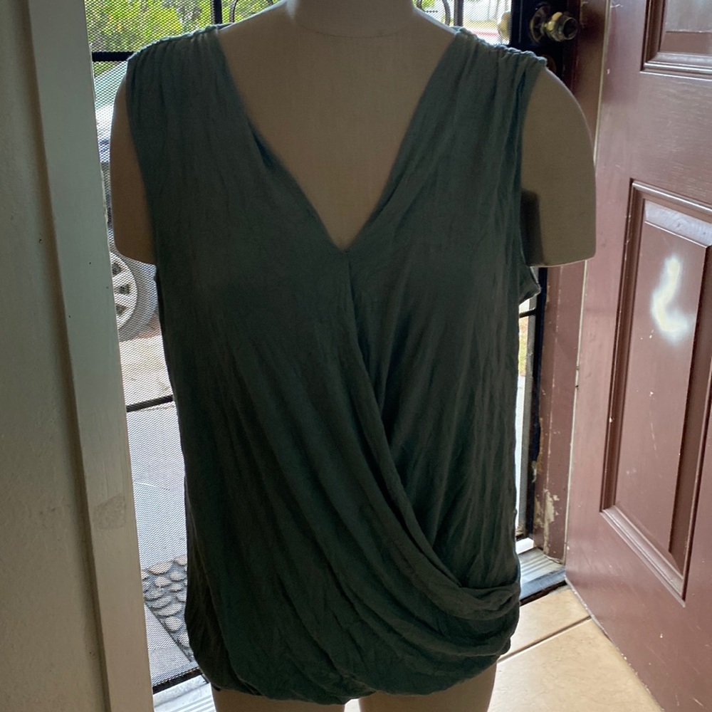 Womens Bobeau Wrap Tank Top Sage Green 1X| Color: Green
